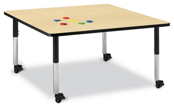 Jonticraft Berries® Square Activity Table - 48" X 48", Mobile - Gray/Red/Gray