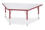 Jonticraft Berries® Trapezoid Activity Tables - 30" X 60", T-height - Gray/Red/Red