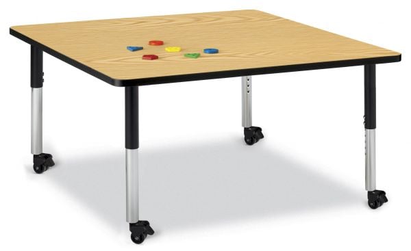 Jonticraft Berries® Square Activity Table - 48" X 48", Mobile - Gray/Orange/Gray