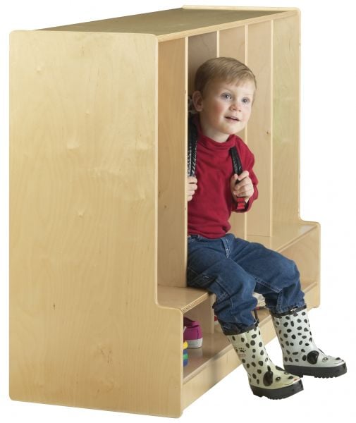 Jonti-CraftÂ® Toddler 5 Section Coat Locker with Step - without Cubbie-Trays