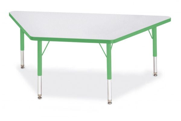 Jonticraft Berries® Trapezoid Activity Tables - 30" X 60", E-height - Gray/Green/Green