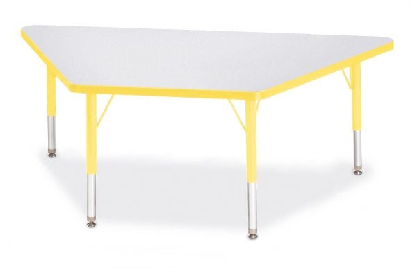 Jonticraft Berries® Trapezoid Activity Tables - 30" X 60", T-height - Gray/Yellow/Yellow