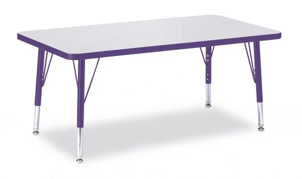 Jonticraft Berries® Rectangle Activity Table - 30" X 48", E-height - Gray/Purple/Purple