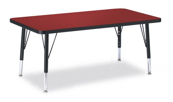 Jonticraft Berries® Rectangle Activity Table - 24" X 36", T-height - Gray/Red/Red