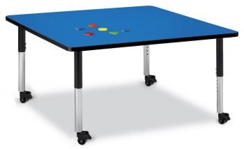 Jonticraft Berries® Square Activity Table - 48" X 48", Mobile - Gray/Blue/Gray