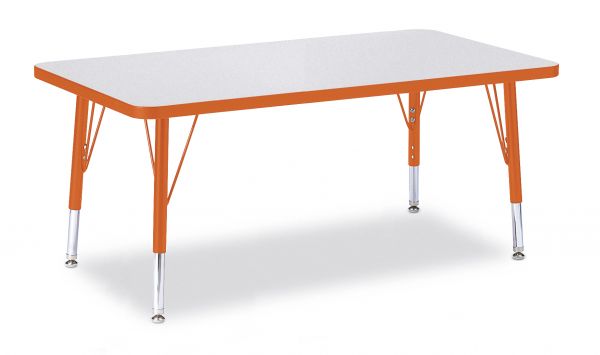 Jonticraft Berries® Rectangle Activity Table - 30" X 48", E-height - Gray/Orange/Orange