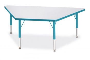 Jonticraft Berries® Trapezoid Activity Tables - 30" X 60", A-height - Gray/Teal/Teal