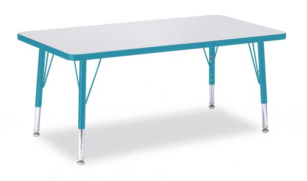Jonticraft Berries® Rectangle Activity Table - 24" X 36", A-height - Gray/Teal/Teal
