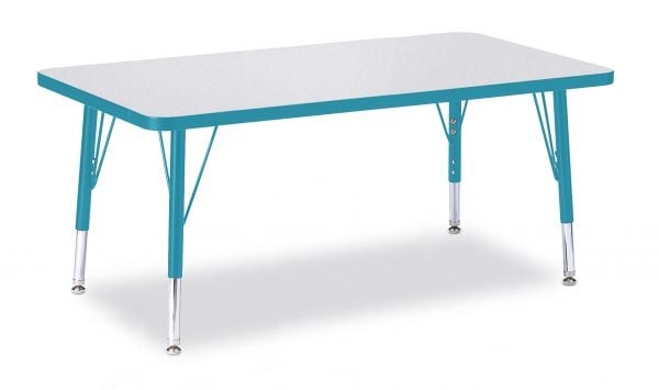Jonticraft Berries® Rectangle Activity Table - 30" X 48", A-height - Gray/Teal/Teal