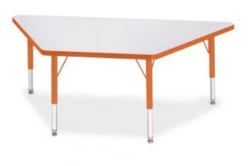 Jonticraft Berries® Trapezoid Activity Tables - 24" X 48", E-height - Gray/Orange/Orange