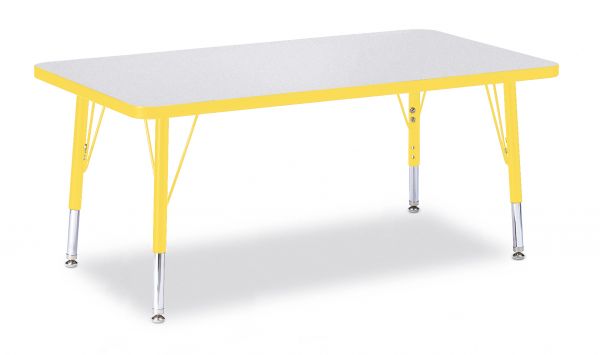 Jonticraft Berries® Rectangle Activity Table - 24" X 36", A-height - Gray/Yellow/Yellow