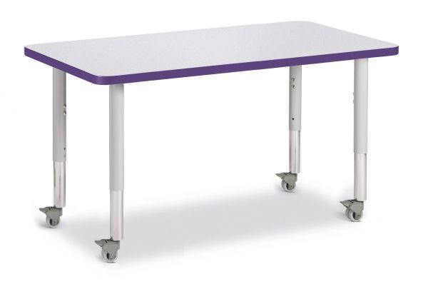 Jonticraft Berries® Rectangle Activity Table - 24" X 36", Mobile - Gray/Navy/Gray