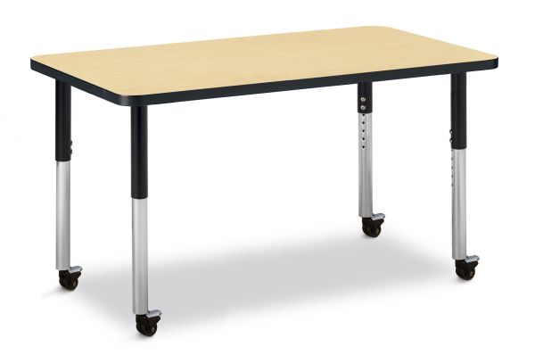 Jonticraft Berries® Rectangle Activity Table - 24" X 36", Mobile - Gray/Orange/Gray