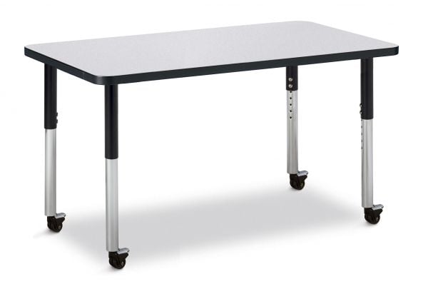 Jonticraft Berries® Rectangle Activity Table - 30" X 48", Mobile - Gray/Orange/Gray