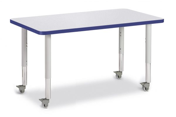 Jonticraft Berries® Rectangle Activity Table - 30" X 48", Mobile - Gray/Purple/Gray