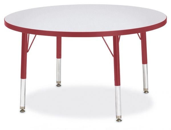 Jonticraft Berries® Round Activity Table - 36" Diameter, A-height - Gray/Red/Red