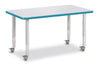 Jonticraft Berries® Rectangle Activity Table - 30" X 48", Mobile - Gray/Teal/Gray