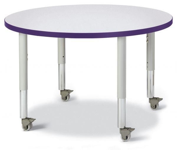Jonticraft Berries® Round Activity Table - 36" Diameter, T-height - Gray/Purple/Purple