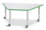 Jonticraft Berries® Trapezoid Activity Tables - 24" X 48", Mobile - Gray/Green/Gray