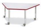 Jonticraft Berries® Trapezoid Activity Tables - 30" X 60", Mobile - Gray/Red/Gray