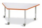 Jonticraft Berries® Trapezoid Activity Tables - 24" X 48", Mobile - Gray/Orange/Gray