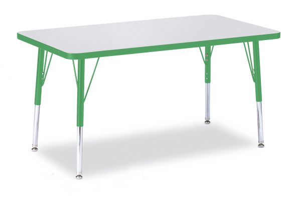 Jonticraft Berries® Rectangle Activity Table - 24" X 36", E-height - Gray/Green/Green