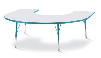 Jonticraft Berries® Horseshoe Activity Table - 66" X 60", A-height - Gray/Teal/Teal