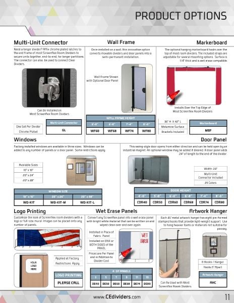 Screenflex 8'h x 20'2" Wall Mount Room Dividers