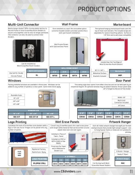 Screenflex 4'h x 12'10" Wall Mount Room Dividers