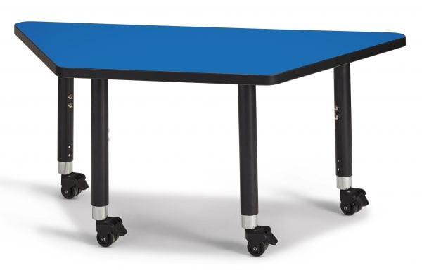 Jonticraft Berries® Trapezoid Activity Tables - 24" X 48", Mobile - Blue/Black/Black