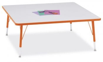 Jonticraft Berries® Square Activity Table - 48" X 48", E-height - Gray/Orange/Orange