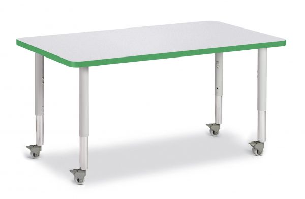 Jonticraft Berries® Rectangle Activity Table - 30" X 48", Mobile - Gray/Green/Gray
