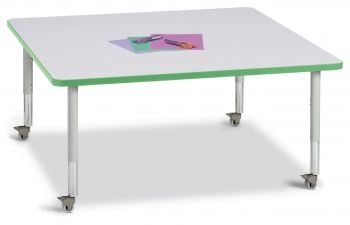 Jonticraft Berries® Square Activity Table - 48" X 48", Mobile - Gray/Green/Gray