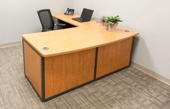 L Shape Desk 66" x 78" with pedestals, center drawer