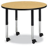 Jonticraft Berries® Round Activity Table - 36" Diameter, Mobile - Oak/Black/Black