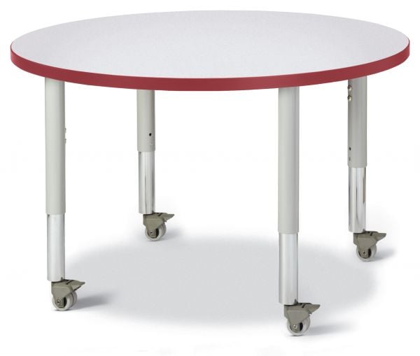 Jonticraft Berries® Round Activity Table - 36" Diameter, Mobile - Gray/Red/Gray