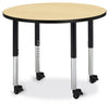 Jonticraft Berries® Round Activity Table - 36" Diameter, Mobile - Oak/Black/Black
