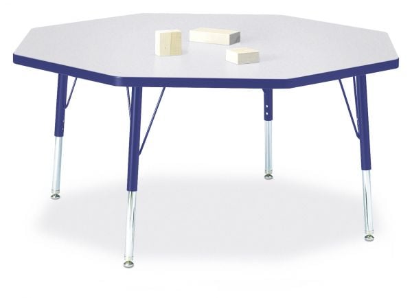 Jonticraft Berries® Octagon Activity Table - 48" X 48", A-height - Gray/Blue/Blue