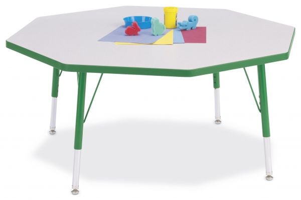 Jonticraft Berries® Octagon Activity Table - 48" X 48", E-height - Gray/Green/Green