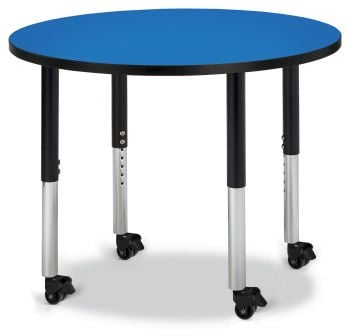 Jonticraft Berries® Round Activity Table - 36" Diameter, Mobile - Gray/Blue/Gray