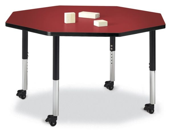 Jonticraft Berries® Round Activity Table - 48" Diameter, Mobile - Oak/Black/Black