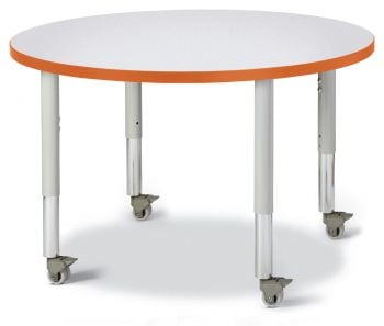 Jonticraft Berries® Round Activity Table - 36" Diameter, Mobile - Gray/Orange/Gray