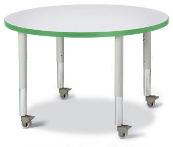 Jonticraft Berries® Round Activity Table - 36" Diameter, Mobile - Gray/Green/Gray