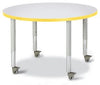 Jonticraft Berries® Round Activity Table - 36" Diameter, Mobile - Gray/Yellow/Gray