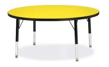 Jonticraft Berries® Round Activity Table - 42" Diameter, T-height - Yellow/Black/Black