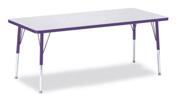 Jonticraft Berries® Rectangle Activity Table - 24" X 48", T-height - Gray/Purple/Gray