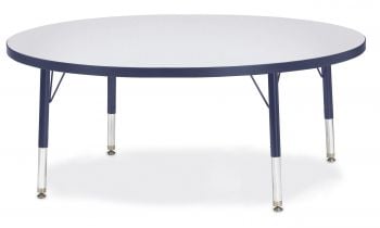 Jonticraft Berries® Round Activity Table - 48" Diameter, T-height - Gray/Blue/Blue