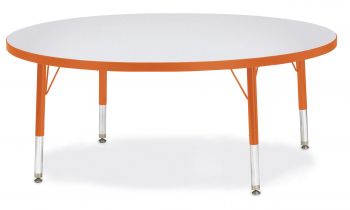 Jonticraft Berries® Round Activity Table - 48" Diameter, T-height - Gray/Orange/Orange