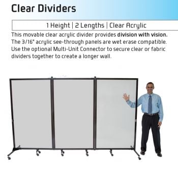 Screenflex 6'2'h x 10' Clear Dividers