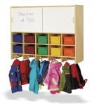 Jonti-CraftÂ® 10 Section Wall Mount Coat Locker with Storage with Clear Cubbie-Trays